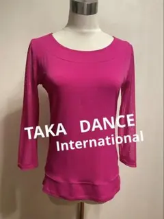社交ダンス　トップス　タカダンス　バラ色　ピンク ストレッチ　練習着