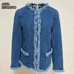 ●アズールエンカントAZUL ENCANTO ノーカラーデニムジャケット(S)