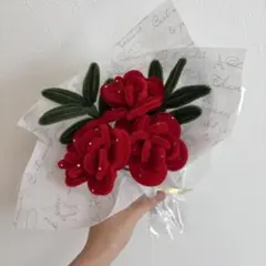 モールフラワー ハンドメイド 花束 ブーケ 枯れない花 赤 バラ お祝い 卒業式