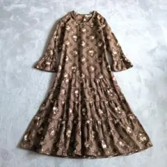 カネコイサオ 花柄 ロングワンピース 花籠 フリル パープル 紫 - メルカリ