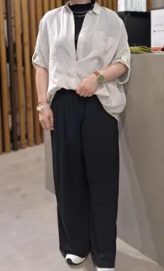 新品□BLUE FRONCE/ リネンブラウス Blue fronce ブルーフロンセ バックカシュクールリネンブラウス