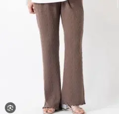 Kastane ふくれジャガードカットパンツ　ブラウン