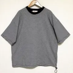 センスオブプレイス レディース　ドローコード　白黒　ボーダー Tシャツ 半袖 L