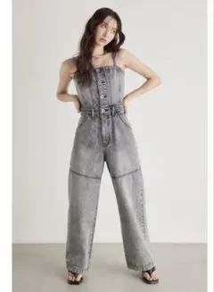 rienda ビスチェライクデニムロンパース