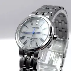 稼働品 SEIKO 電波ソーラー シルバー 白文字盤 レディース 腕時計