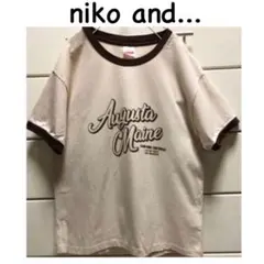 ニコアンド　英字　フロッキープリント　バイカラー　半袖　Tシャツ　③ M