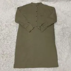 ▲SHIPS any シップスエニィ▲ロングワンピース スタンドカラー カーキF