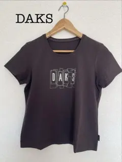 DAKS ダックス　ロゴストレッチTシャツ　 ブラウン　ラメ　Lサイズ　日本製のサムネイル