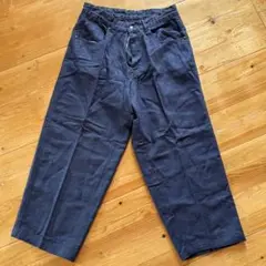 ネイビー ワイドパンツ ウエスト調整可能