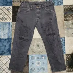 【雰囲気抜群】Wrangler ラングラー ダメージ加工 ブラックデニム