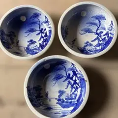 納屋出し 昭和中期 職人手書き 染付 山水画 鉢 3点セット - メルカリ