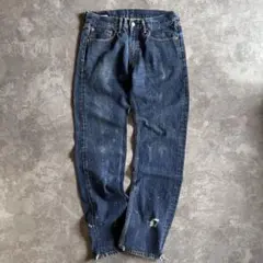 乙*」様 リーバイス 505 ストレート W32 L34 濃紺 ダメージ 鬼ヒゲ