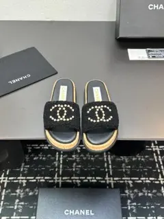 CHANEL ブラック スライドサンダル