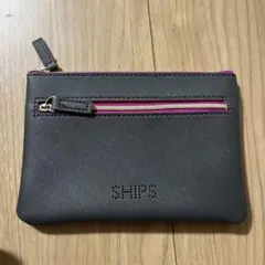 SHIPS ポーチ グレー ファスナー付き 新品 未使用 美品 内側ピンクのサムネイル