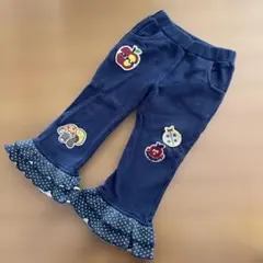 フルーツパッチ付きネイビーパンツ　裏起毛　100
