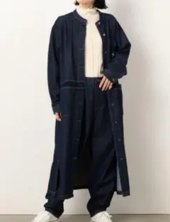 コムサイズム おにぎり デニムバンドカラー シャツロングワンピースM・未使用
