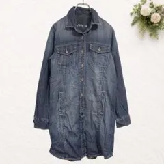 Gap 1969 デニムシャツワンピース 長袖 XS 青 レギュラーカラー 綿