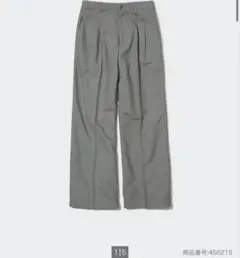 新品 ユニクロ リネンブレンドタックワイドパンツ オリーブ Lサイズ 麻 ズボン