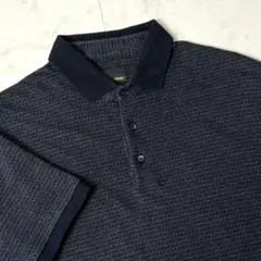 FENDI マイクロズッカ柄 半袖ポロシャツ 48 ネイビー