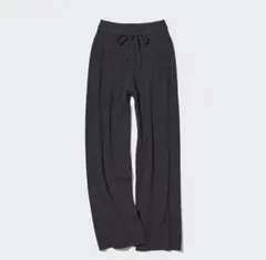 ウォッシュブルリブニットパンツ ダークグレー M ユニクロ