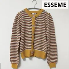 【美品】ESSEME　エシーム　ボーダーカーディガン　かぎ編み　イオンスタイルのサムネイル