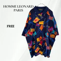 ☆イタリー製　レオナール LEONARD HOMME オム ポロシャツ 半袖　紺