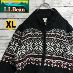 希少♪L.L.Bean ノルディック柄　フルジップ　ニットセーター XL