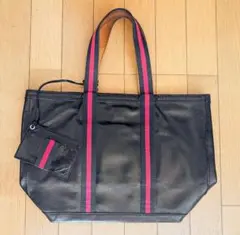 ☆美品♪【LIME】ライム☆本革／ナイロン＊A4トートバッグ☆ブラック 