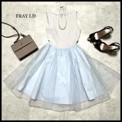 フレイアイディー ワンピース 限定色 チュール フレア ノースリーブ 水色 S.