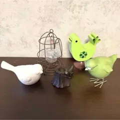 小鳥　オブジェ　インテリア雑貨　鳥かご　ガラスの鳥