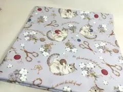 USAシーチング綿100%生地幅110cm×100cm.糸あそぼ猫.1567