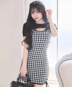 ミシェルマカロン フロントオープンリボンミニワンピース
