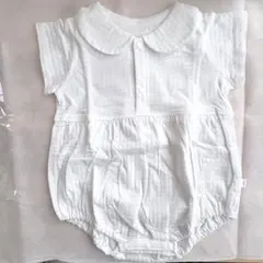 セミジャガード織半袖ロンパース