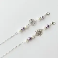 ♪❤️ スノーフレーク 雪 結晶 パール メガネチェーン マスクチェーン 
