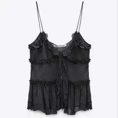 ZARA フリル ブラック ビスチェ Lサイズのサムネイル