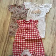 花柄フリル付きコットンロンパース