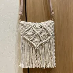 ハンドメイドマクラメミニショルダーバッグお値下げ