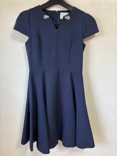 Chestyネイビー フレアワンピース