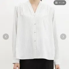 【新品未使用】Honeys Vネックブラウス ストライプ 長袖　3L（2XL）のサムネイル