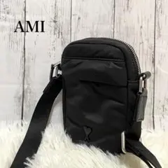 専用⭐︎AMI PARIS AMI DE COEUR BUMBAGボディバッグ 黒 AMI PARIS (アミパリス) AMI DE COEUR ナイロン バムバッグ