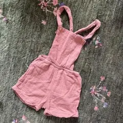 H&M オーガニックコットン ピンクベージュオーバーオール EUR 98
