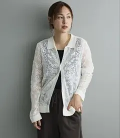 CRAFT STANDARD BOUTIQUE レース編みポロカーディガン