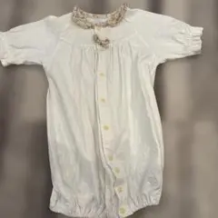 ホワイト 花柄襟 ツーウェイ・ドレスオール 60-70cm