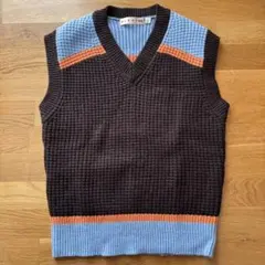 MARNI Vネックベスト Mサイズ ブラウン/ブルー