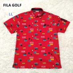 ★美品★FILA GOLFメンズゴルフウェア半袖 赤総柄LL