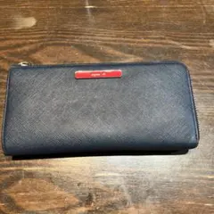agnes b ラウンド長財布 ネイビー×赤のサムネイル