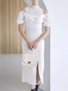 MERCURYDUO 異素材ドッキングナローニットワンピース