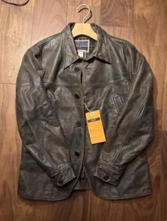 RRL INDIGO LEATHER CAR COAT