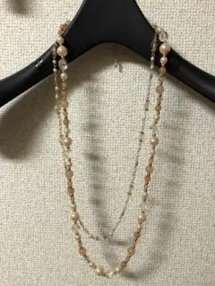 パール風ネックレス　ピンク、オレンジ