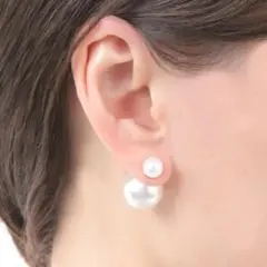 パール ピアス ダブル シルバー S925 大ぶり 冠婚葬祭